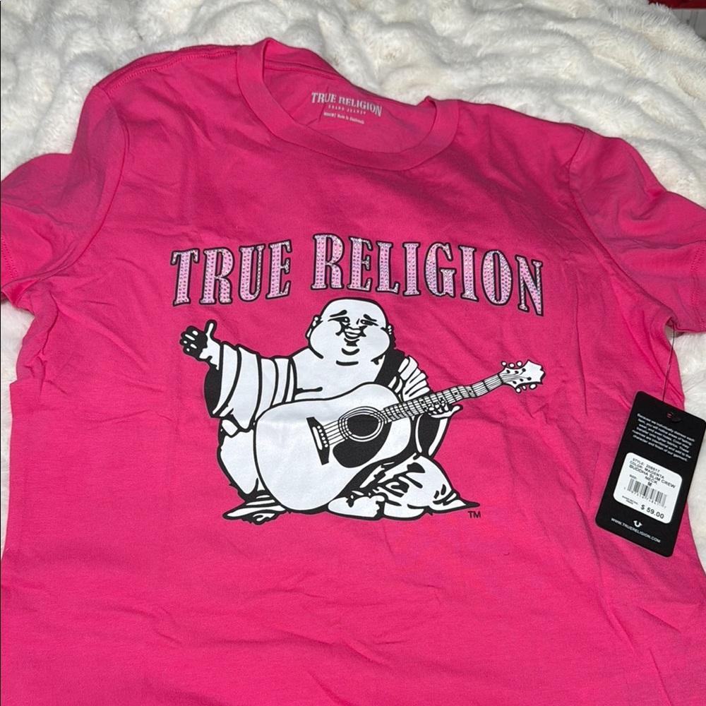 True Religion Pink Buddha Graphic Tee